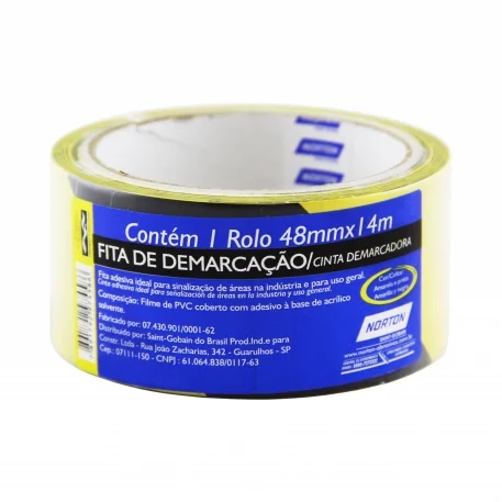 Fita Adesiva 48mmx14m Demarcação Solo Amarela/Preto - 66623386804 - Norton - Image 2