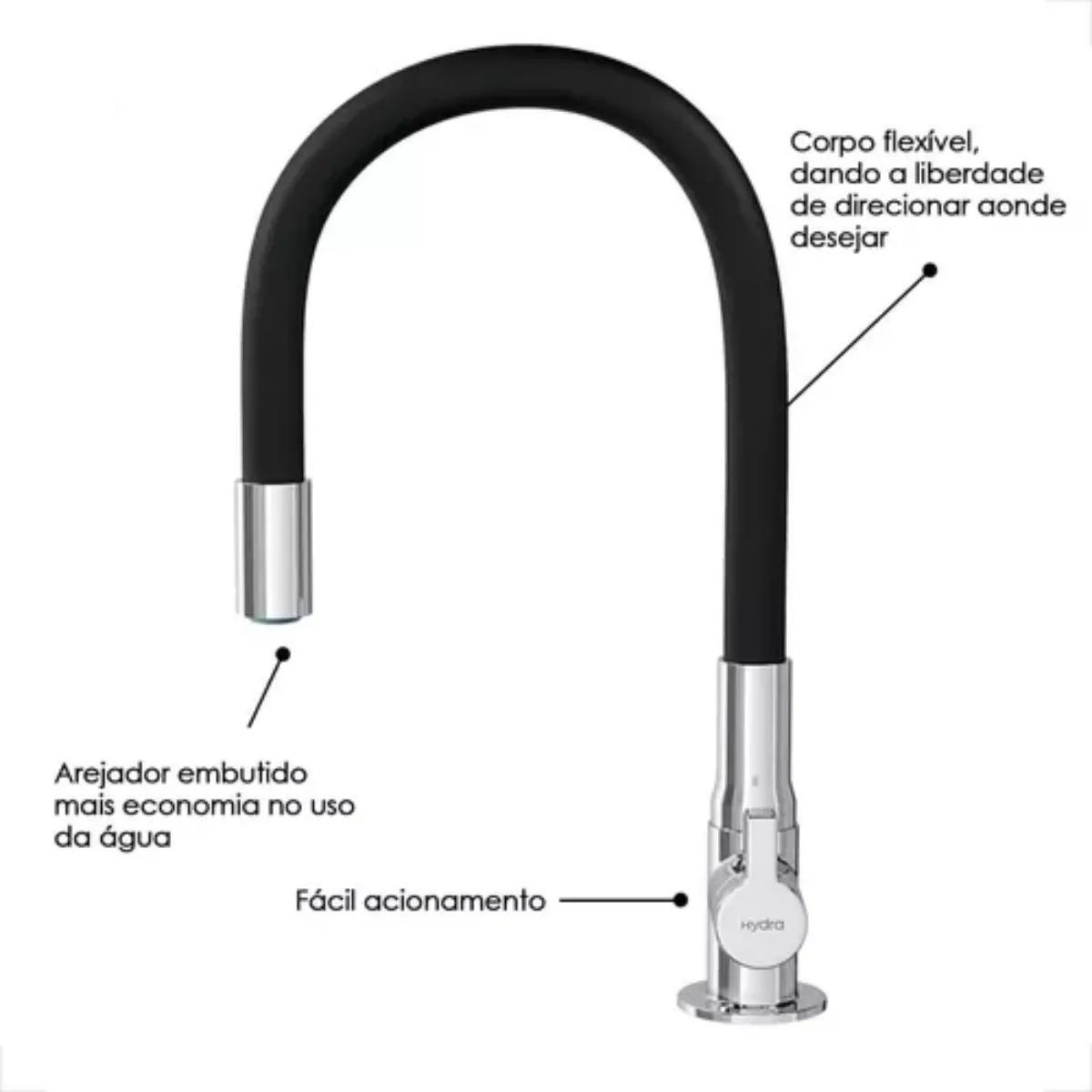Torneira Hydramotion Bancada Preto 1167.METPTHMN - Imagem 5