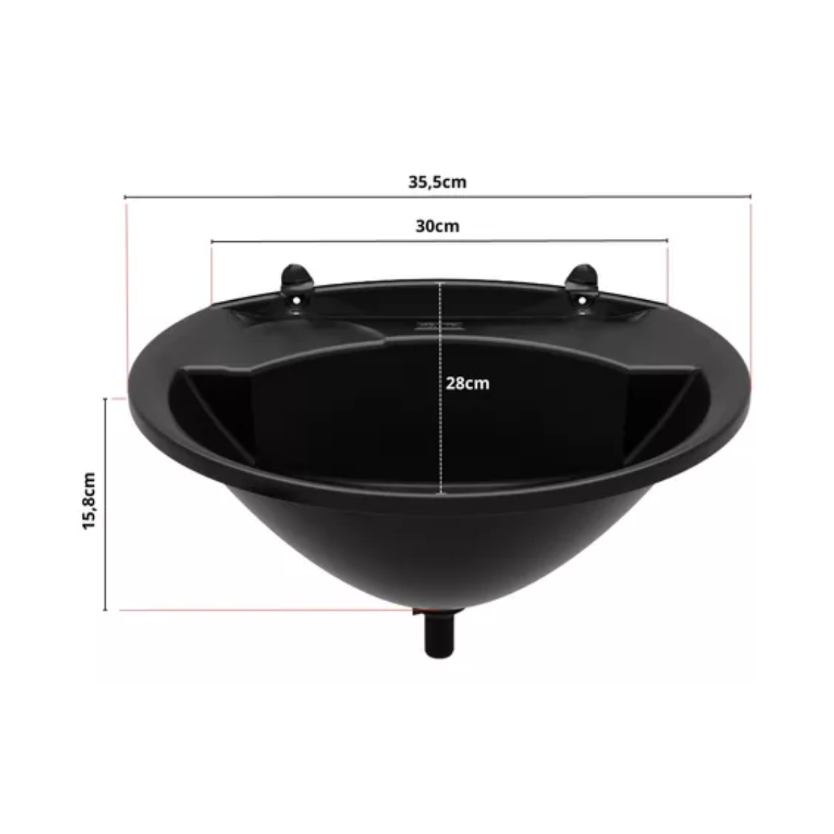 Lavatorio Plastico 36x28 C/ Fix Preto - Astra - Imagem 4