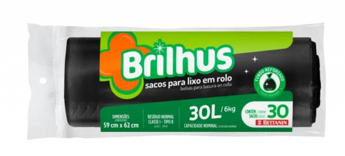 Saco de Lixo Plastico 30 litros com 30 unidades - Brilhus