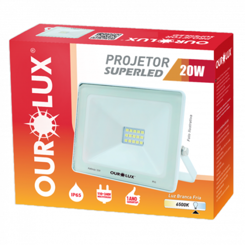 Refletor Led Slim Branco 20W Biv. 6500K