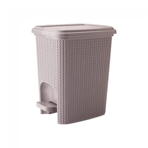 Lixeira Trama Com Pedal Bege 7L - Plasutil