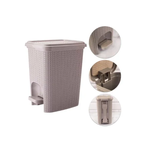 Lixeira Trama Com Pedal Bege 7L - Plasutil - Image 3