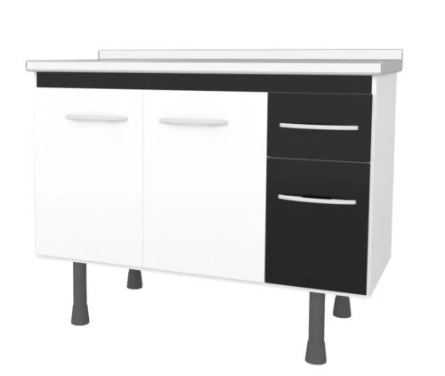 Gabinete Cozinha Parma 1,20 Preto/Branco - Bonatto