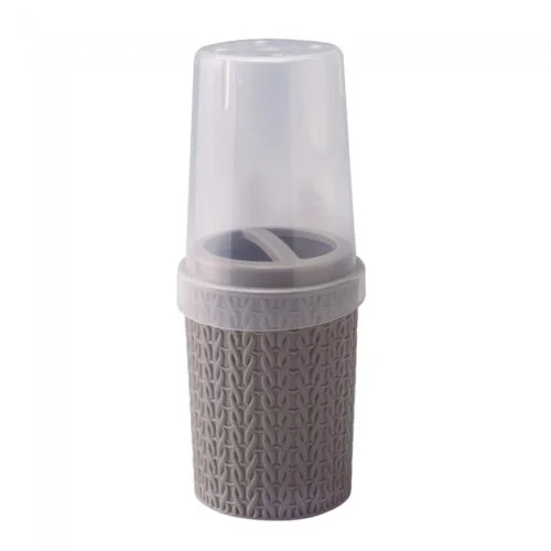 Porta Escovas De Dente Trama Bege 400Ml - Plasutil