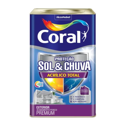 Tinta Proteçao Sol e Chuva Acrilico Total Branco 18Lt - Coral