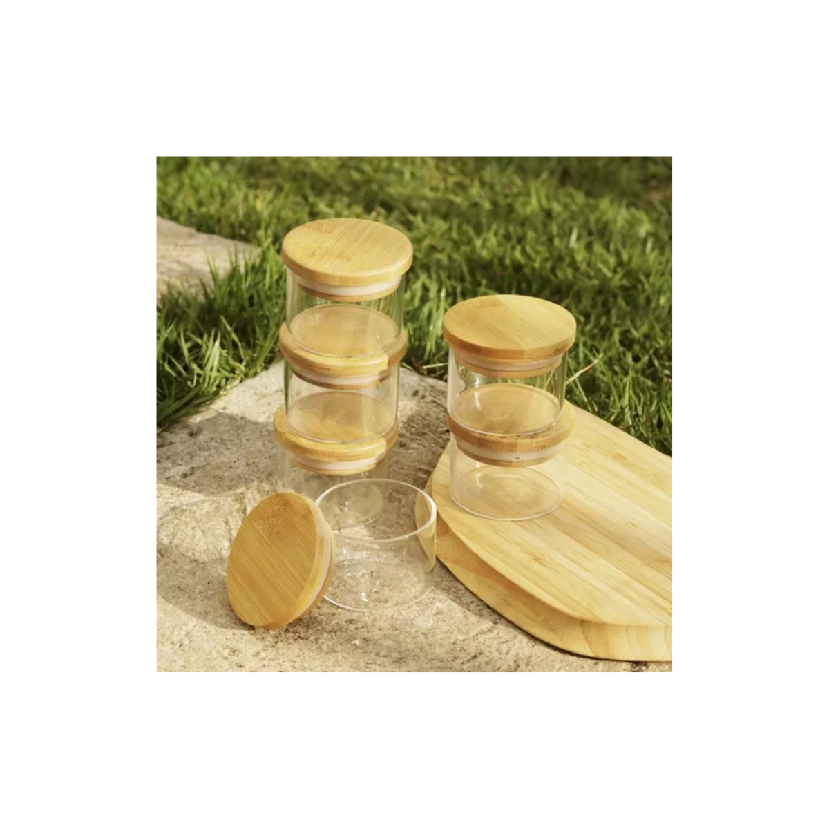 Conjunto 6 Potes De Mantimentos Tampa De Bambu 110Ml - Oikos - Imagem 4