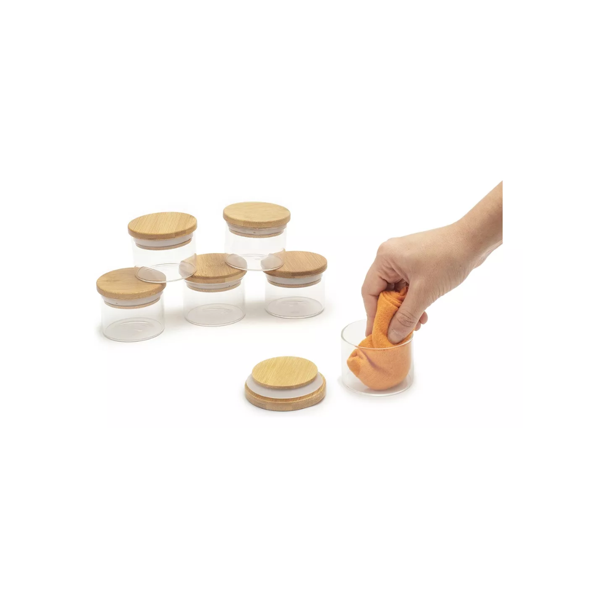 Conjunto 6 Potes De Mantimentos Tampa De Bambu 110Ml - Oikos - Imagem 7