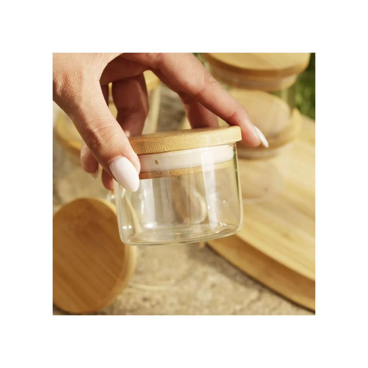 Conjunto 6 Potes De Mantimentos Tampa De Bambu 110Ml - Oikos - Imagem 8