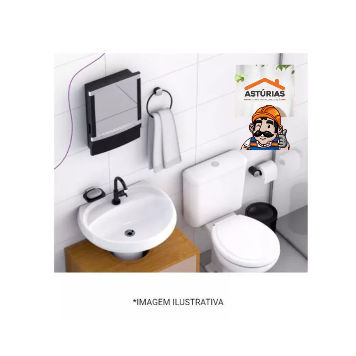 ARMARIO PARA BANHEIRO TIVOLI COM GAVETA PRETO - Imagem 3