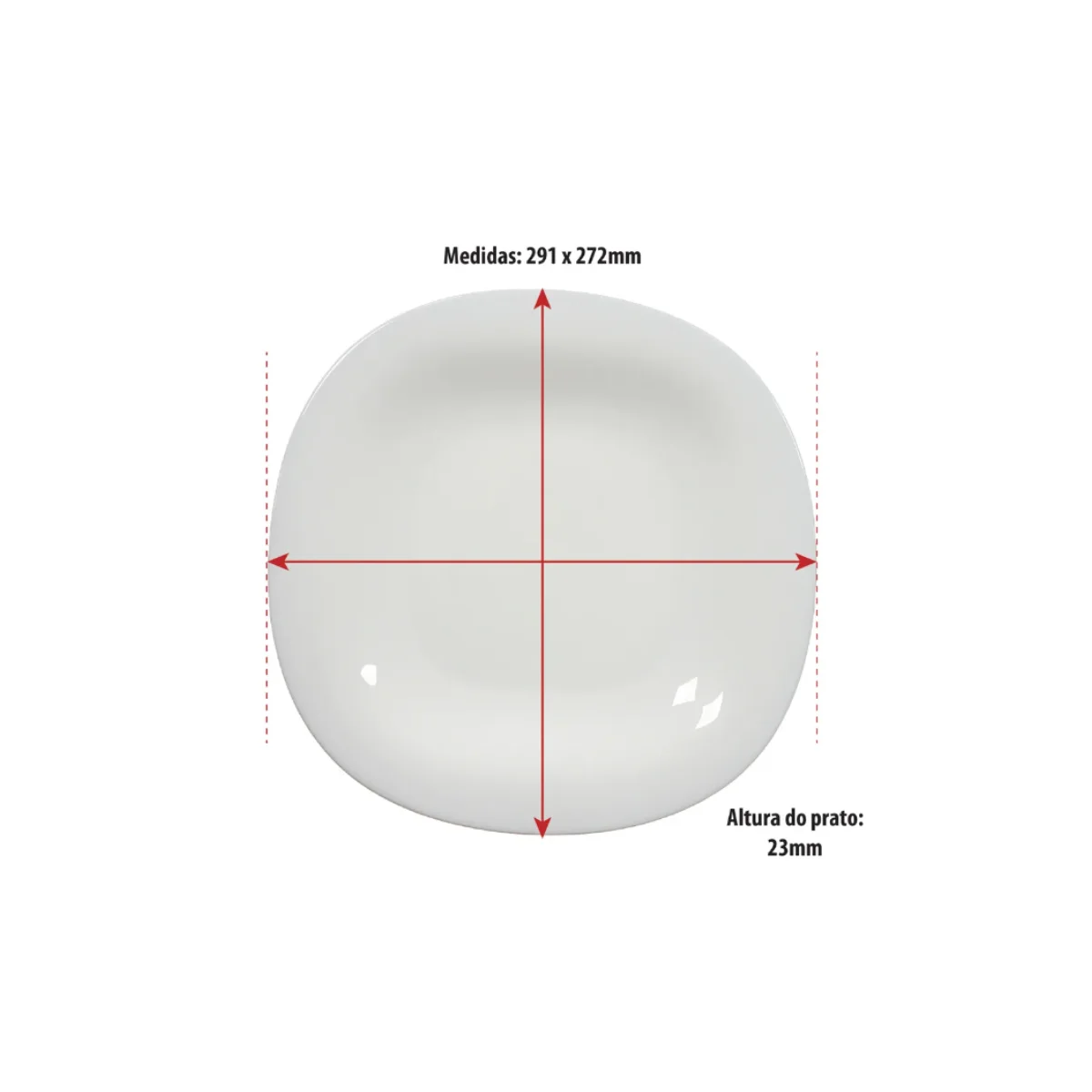 Prato Raso de Vidro Opalino Carine White 27cm - Lyor - Imagem 3
