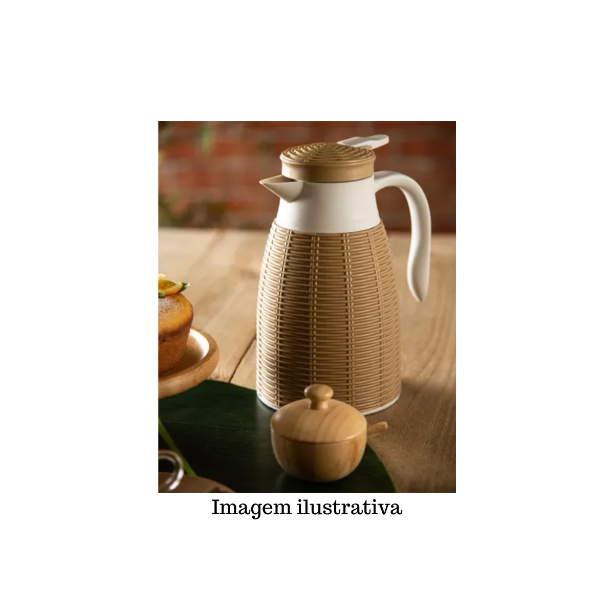 Garrafa Térmica de Plástico Rattan Marrom Natural 1L - Lyor #25 - Imagem 4