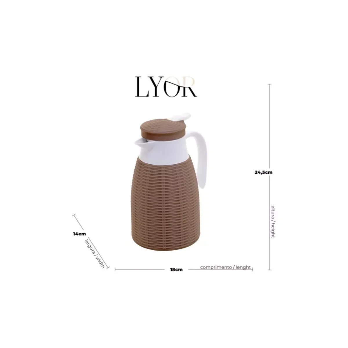 Garrafa Térmica de Plástico Rattan Marrom Natural 1L - Lyor #25 - Imagem 5