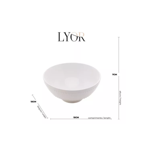 Bowl de Porcelana New Bone Pearl Branco 15cm x 7cm - Lyor - Image 4