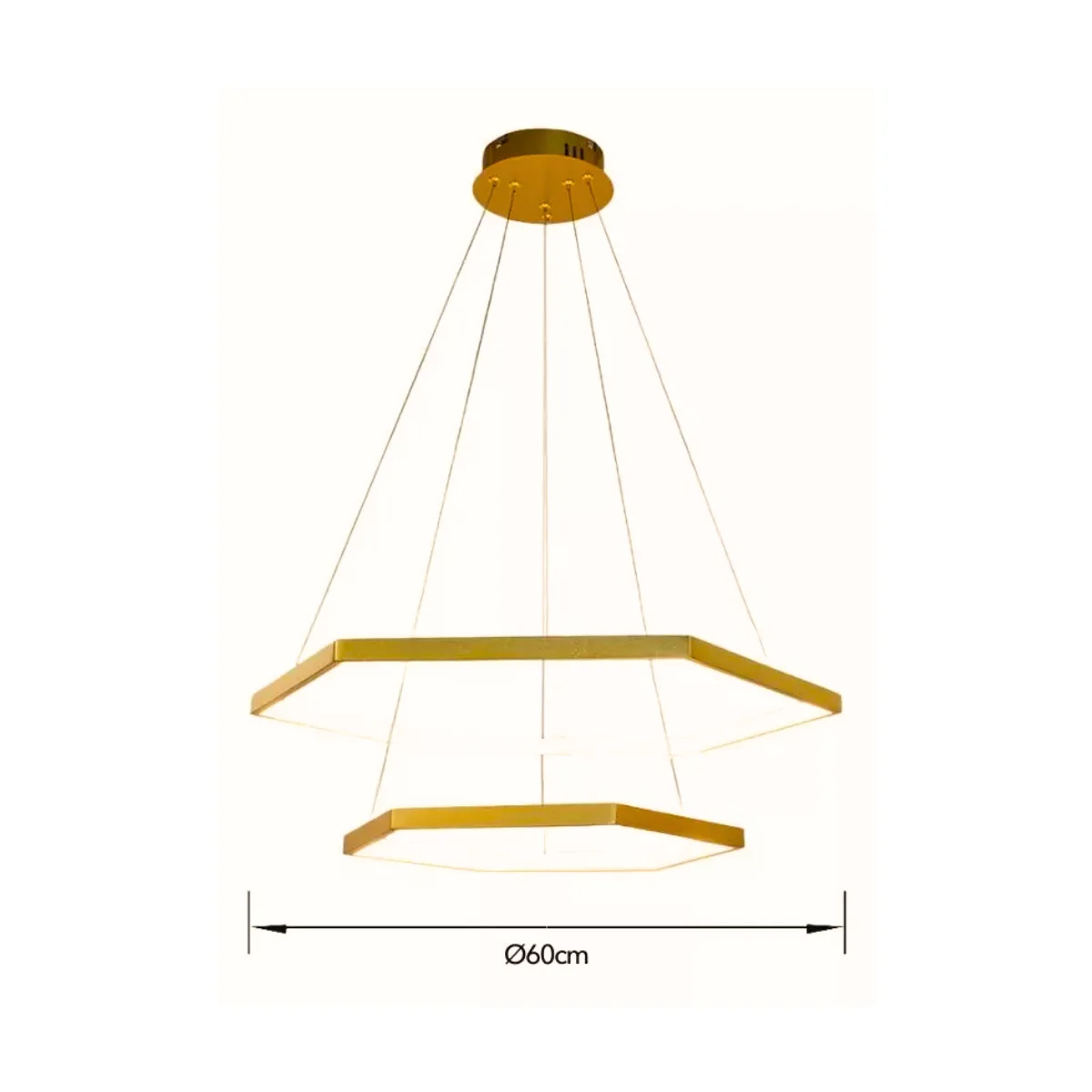 Pendente Hex Dourado e Transparente 60x40x3,5cm 30w+20w 3000k - Bella - Imagem 4