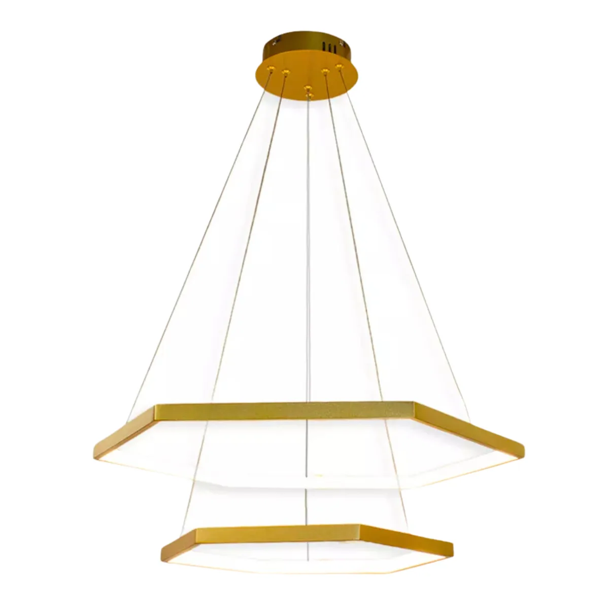 Pendente Hex Dourado e Transparente 60x40x3,5cm 30w+20w 3000k - Bella - Imagem 5