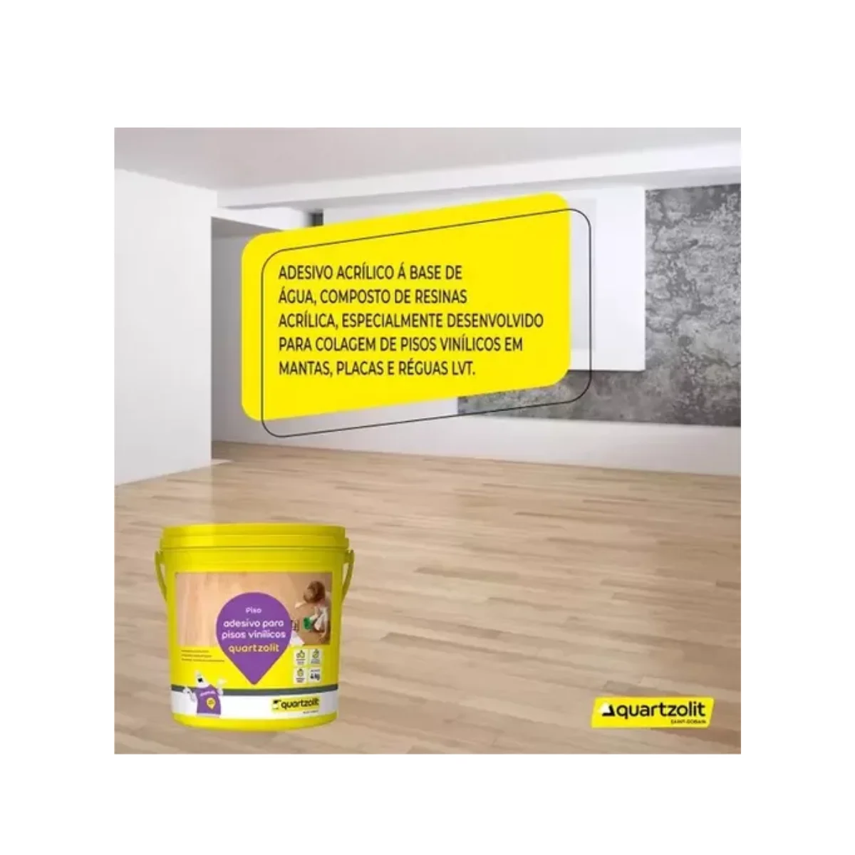 Cola Para Piso Vinilico 4kg Adesivo Balde - Quartzolit - Imagem 2