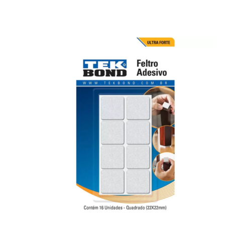 Feltro Quadrado 22MM Branco Com 16 Unidades - Tekbond