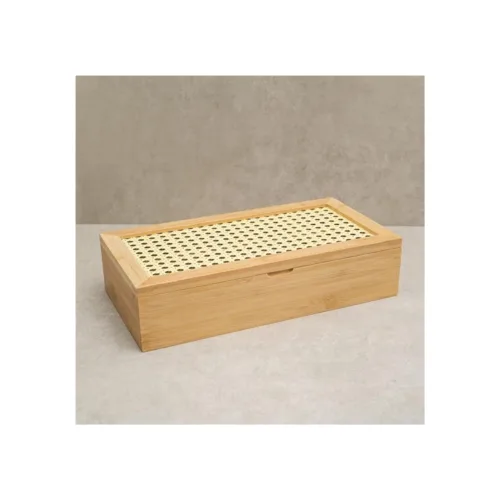 Caixa Decorativa Palha Indiana e Bambu 8 Nichos - Oikos #64