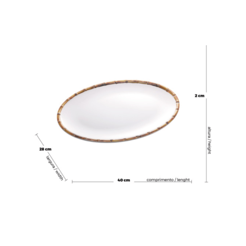 Travessa De Melamina Bambu Branco 40CmX28CmX2Cm - Wolff - Image 4