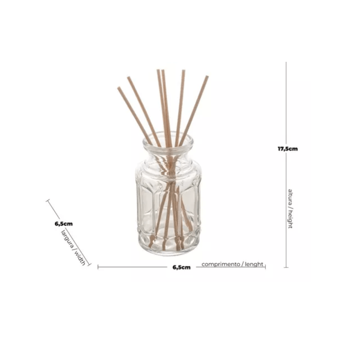 Difusor De Vidro Com Palitos Dublin 6,5Cmx11Cm - Lyor - Imagem 2