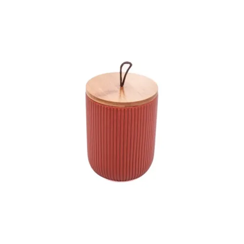 Potiche Cerâmica 15Cm Terracota c/Tampa Bambu Lines- Lyor