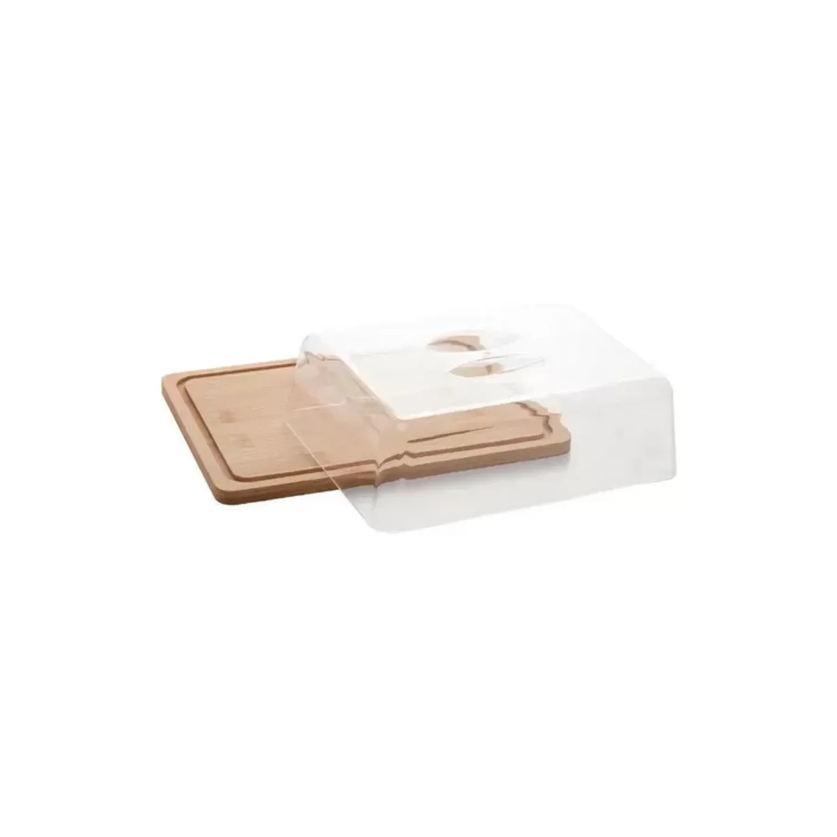 Prato P/ Queijo de Bambu com Tampa em Plástico 24x 18,5x7,5 - Lyor - Imagem 2