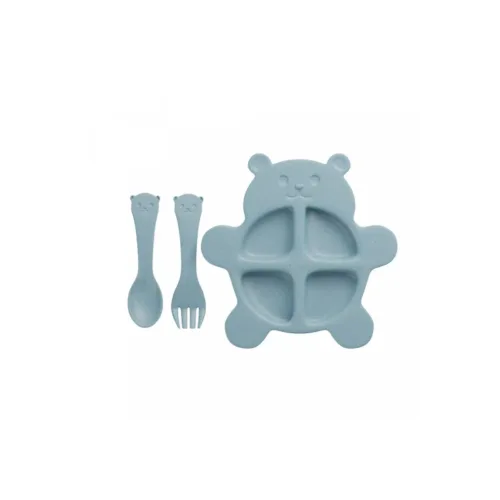 Conjunto de Prato com 2 Talheres de Bambu e PP Baby Bear Azul - Lyor - Image 2
