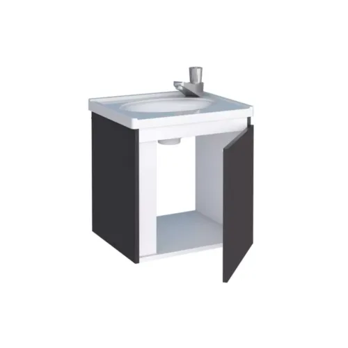 Conjunto Gabinete E Espelho Para Banheiro Ônix Preto - Cozimax - Image 3