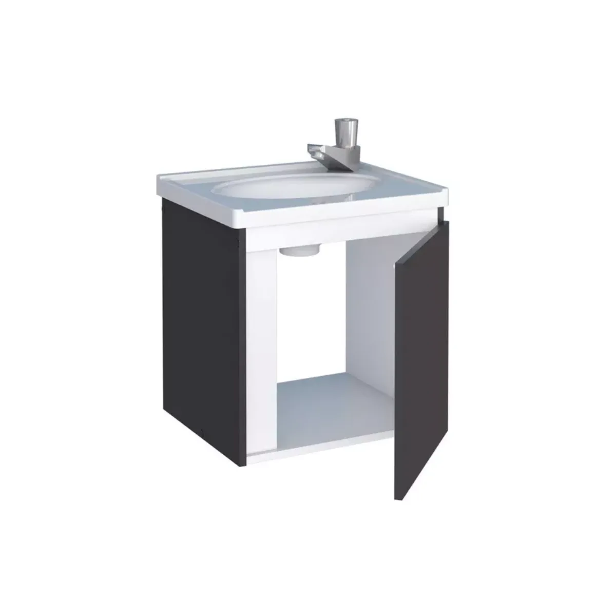 Conjunto Gabinete E Espelho Para Banheiro Ônix Preto - Cozimax - Imagem 3