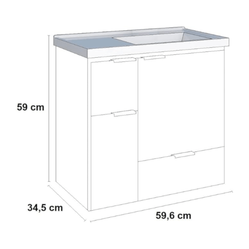 Gabinete para Banheiro Com Lavatório Orquídea Colors 60 Cinza - Cozimax - Image 5