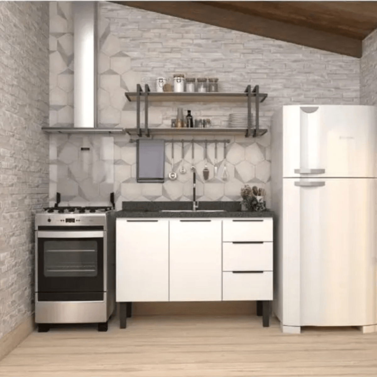 Gabinete Cozinha Jupiter 1.20mts Aço Branco - Cozimax - Imagem 6