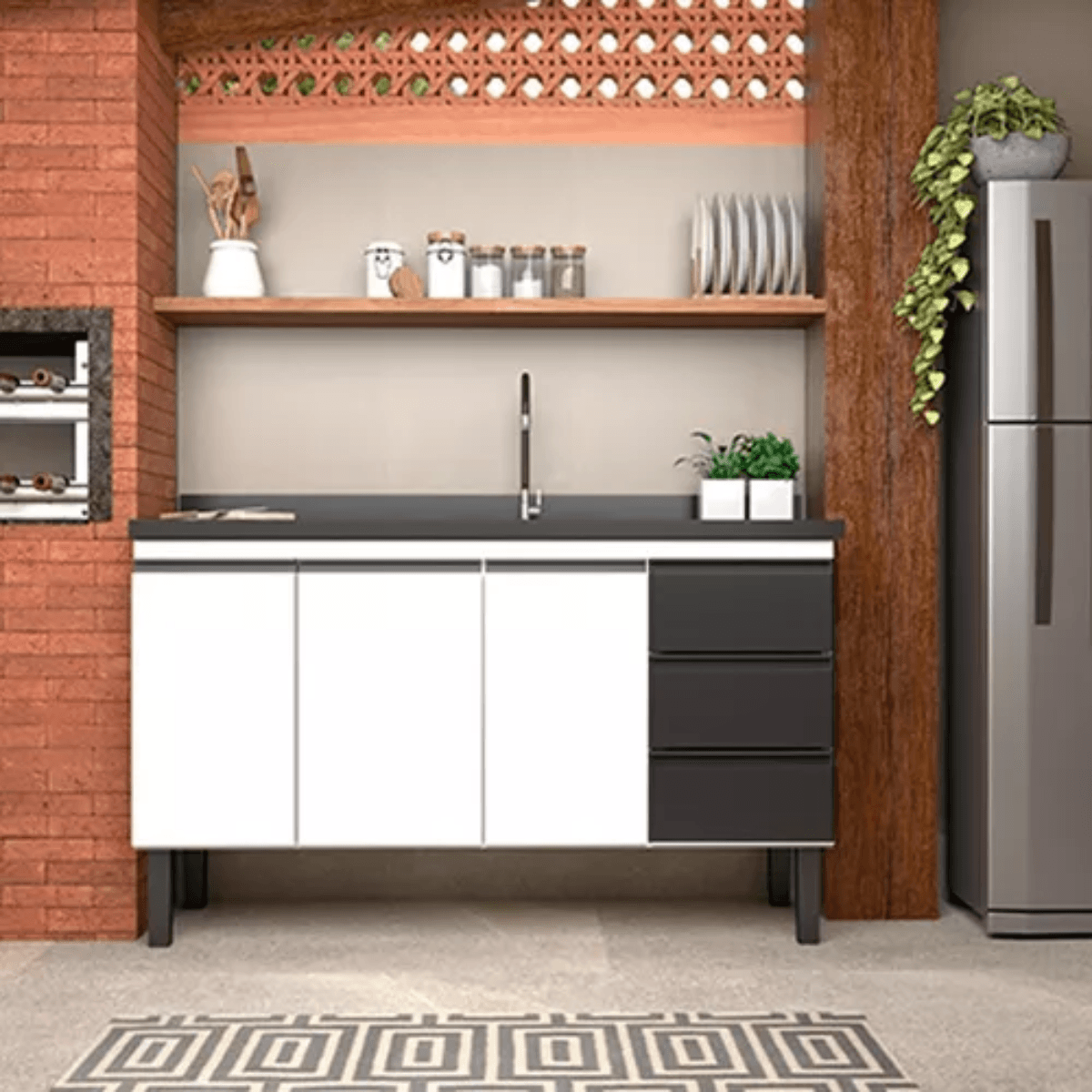 Gabinete Cozinha Netuno 1.50mts Aço Preto - Cozimax - Imagem 3