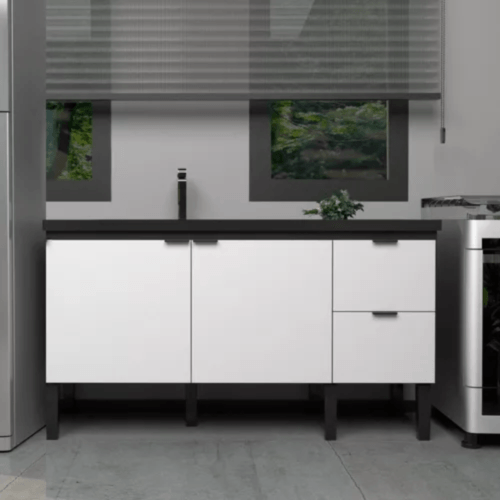 Gabinete Cozinha Madeira Colibri 1,50mts Preto/Branco - Cozimax - Image 4