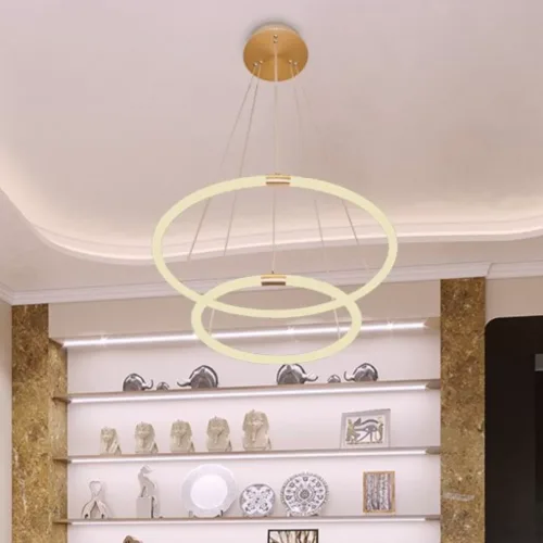 Pendente Circolo French Gold/Branco 60CM 43,20W 3000K - Bella