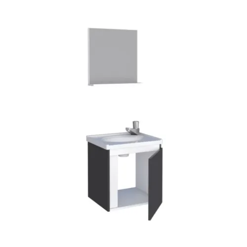 Conjunto Gabinete E Espelho Para Banheiro Ônix Preto - Cozimax - Image 4