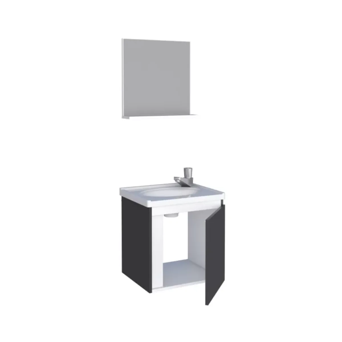 Conjunto Gabinete E Espelho Para Banheiro Ônix Preto - Cozimax - Imagem 4