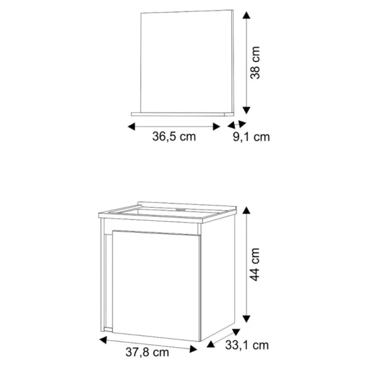Conjunto Gabinete E Espelho Para Banheiro Ônix Preto - Cozimax - Imagem 10