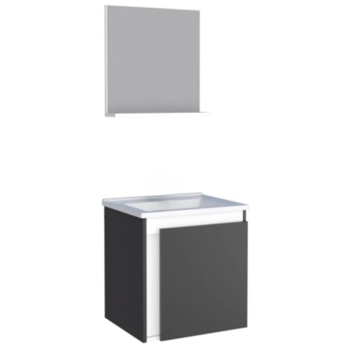 Conjunto Gabinete E Espelho Para Banheiro Ônix Preto - Cozimax - Imagem 6