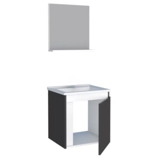 Conjunto Gabinete E Espelho Para Banheiro Ônix Preto - Cozimax - Image 7