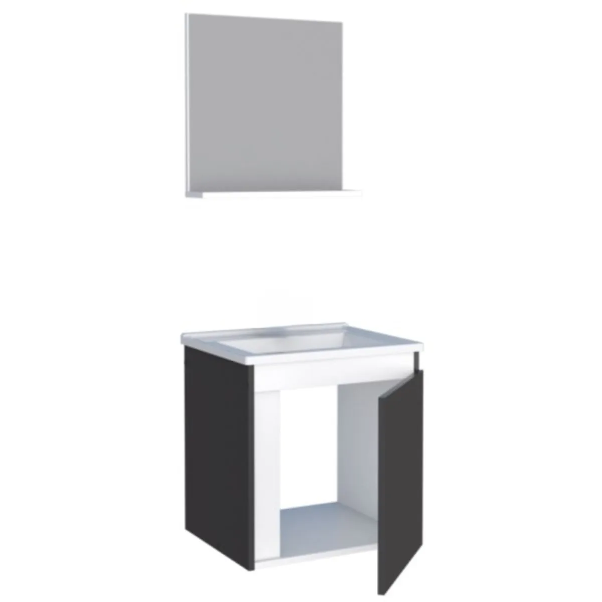 Conjunto Gabinete E Espelho Para Banheiro Ônix Preto - Cozimax - Imagem 7