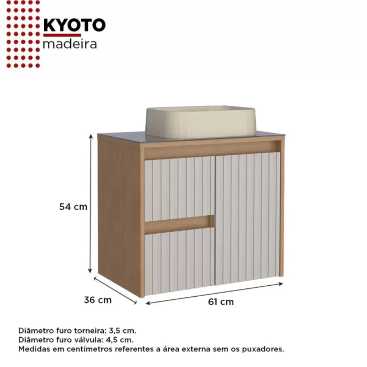 Gabinete Para Banheiro Kyoto Sem Cuba - Cozimax - Imagem 6