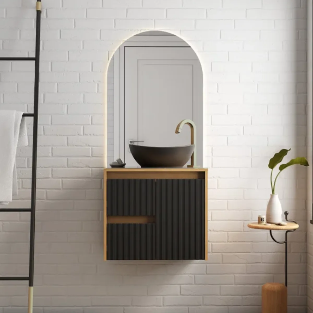 Gabinete Para Banheiro Kyoto Sem Cuba Preto Jequitiba - Cozimax