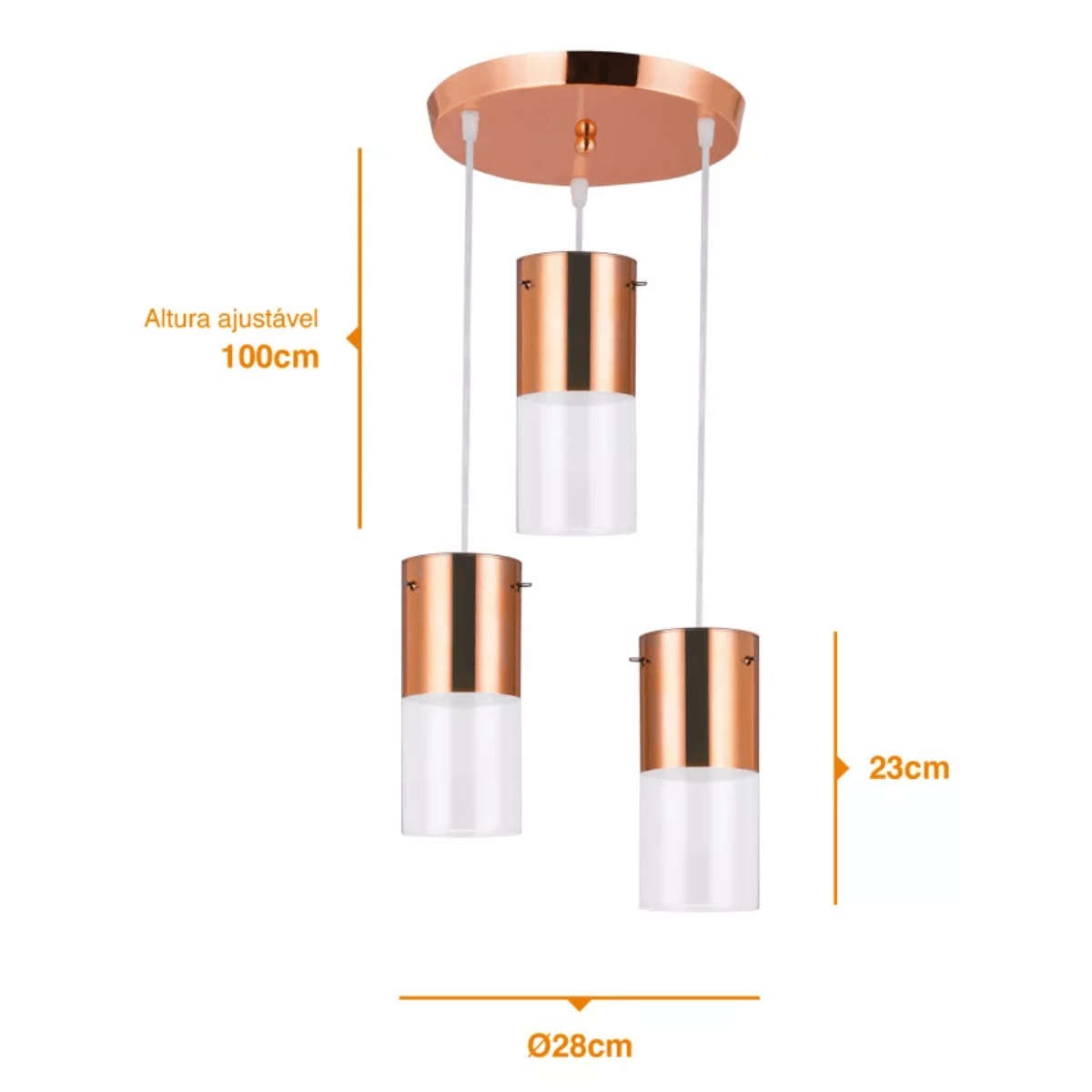 Pendente First 1/2 Cobre para 3 Lampadas E27- Bronzearte - Imagem 3