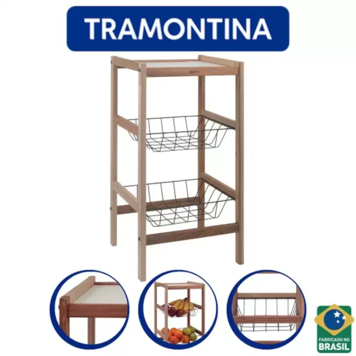 Fruteira Tramontina Utilínea em Madeira Mista com Estante e 2 Cestos - Tramontina #36 - Imagem 5