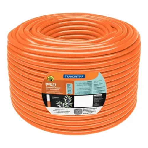 Mangueira Multi 1/2" laranja PVC 3 Camadas 50 m - Tramontina