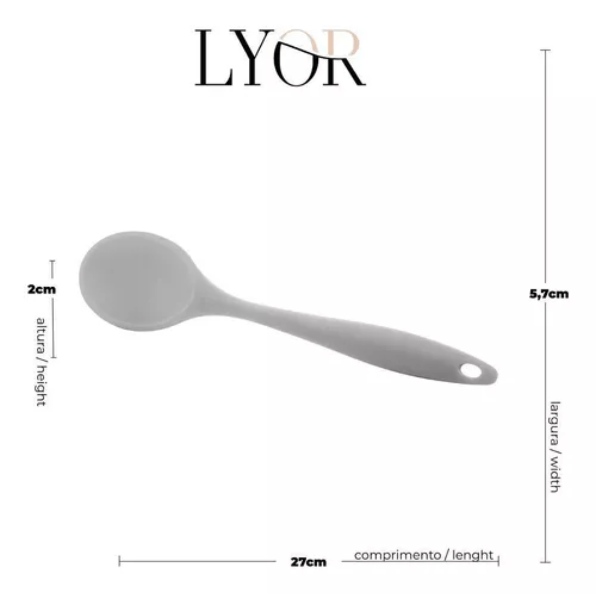 Colher para Servir de Silicone Cinza 27cm x 6cm - Lyor - Imagem 5