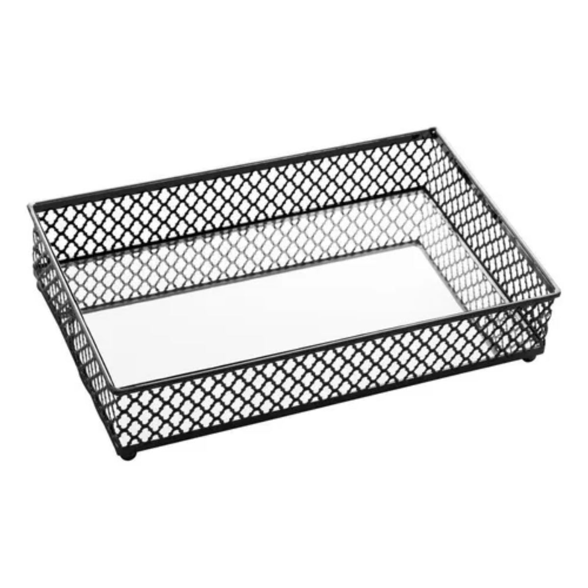 Bandeja de Metal com Espelho Barcelona Preta 21cm x 13cm x 5cm - Lyor - Imagem 2