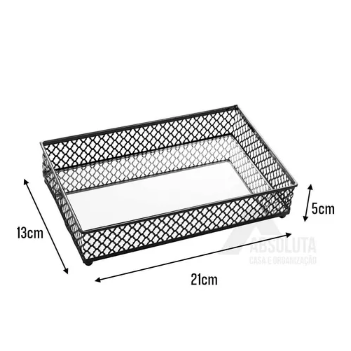 Bandeja de Metal com Espelho Barcelona Preta 21cm x 13cm x 5cm - Lyor - Imagem 6