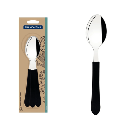 Conjunto 3 Peças Colher Mesa Inox Leme Preta - Tramontina - Image 2